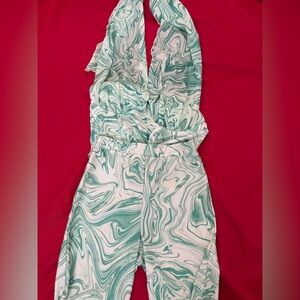 Green and White Swirl Two Piece